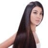 A woman with long hair is standing up